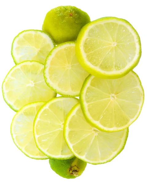 Fresh cut lime top view isolated — Stock Photo, Image