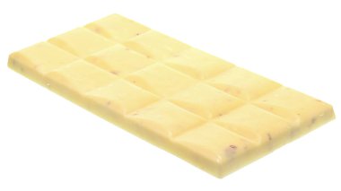 Badem fıstıklı beyaz çikolata. Üst tarafı izole.