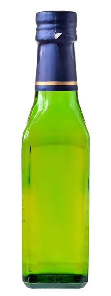 Glass bottle of vegetable olive oil isolated — Stock Photo, Image