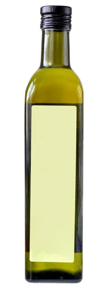 Glasflasche pflanzliches Olivenöl isoliert — Stockfoto