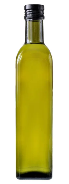 Skleněná láhev rostlinného olivového oleje izolované — Stock fotografie
