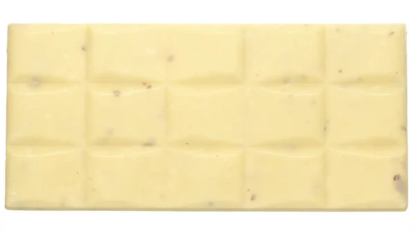 Witte chocolade met hele amandelnoten bovenaanzicht Geïsoleerd — Stockfoto