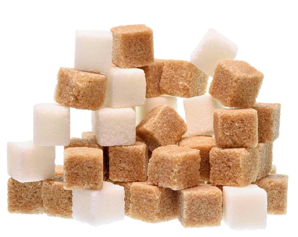 Pieces of sugar on a white background. — Stock Photo, Image