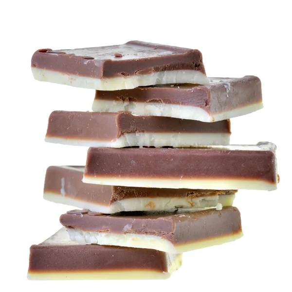 Leche de chocolate bicolor y blanco aislado —  Fotos de Stock