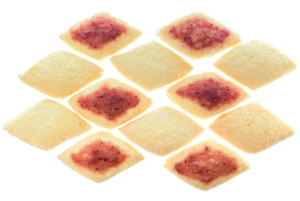 Zelfgebakken koekjes met aardbeienjam — Stockfoto