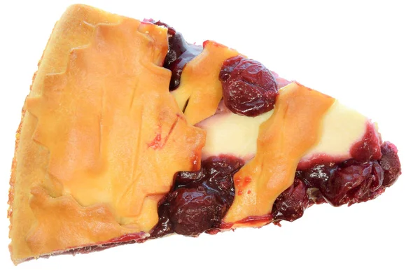 Domácí otevřený koláč s ovocnou náplní z třešní Izolovaný — Stock fotografie