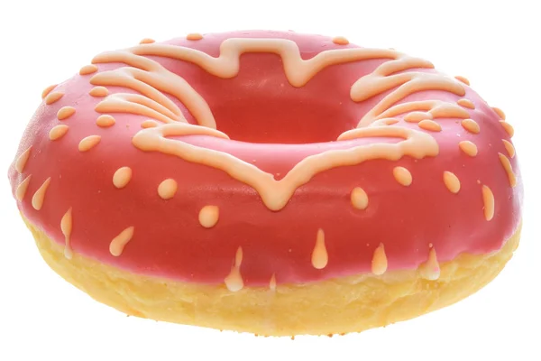 Donut in pink glaze with Christmas tree decor Isolated — Stock Photo, Image