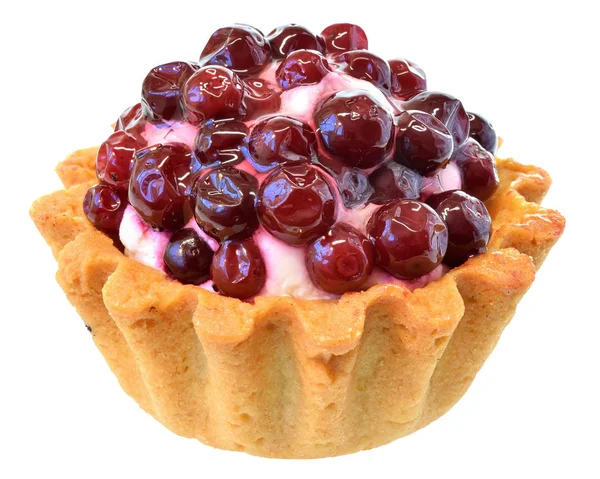 Kue tartlet dengan krim dan cranberry terisolasi — Stok Foto