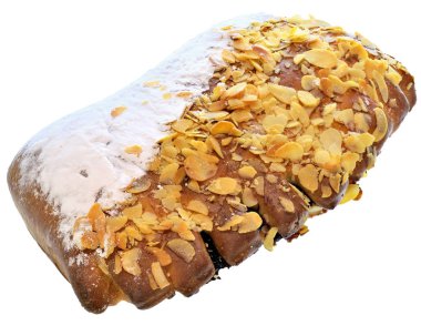 Şekerli çörek ve izole edilmiş fıstık cipsi.