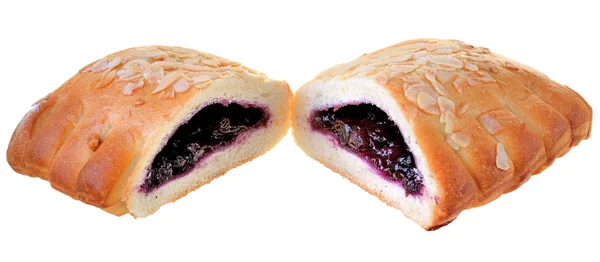 Sweet bun with berry filling isolated — Stock Photo, Image