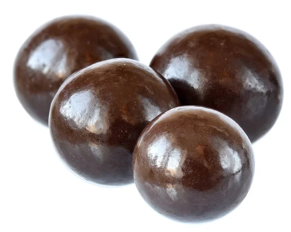 Chocolade Ballen Close Geïsoleerd Een Witte Achtergrond — Stockfoto