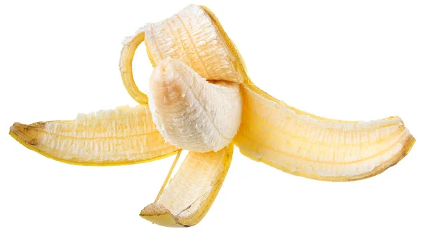 Zralý Otevřený Banán Izolované Bílém Pozadí — Stock fotografie