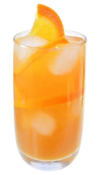 Cocktail Jus Orange Glaçons Isolés Sur Fond Blanc — Photo