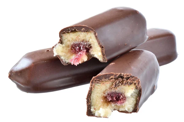 Chocolate Marzipan Bar Fruit Filling Isolated White Background — Stock Photo, Image
