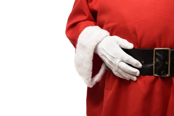 Белая перчатка Санта-Клауса на чёрном поясе — стоковое фото