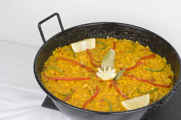 Traditional Food Dinner Rice Paella Cooked Typical Seadfood — Stock Photo, Image