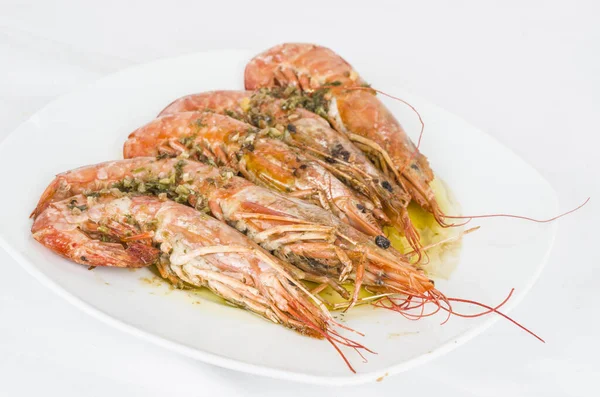 Comida Cocina Gambas Españolas Gourmet Andalucia Mariscos —  Fotos de Stock