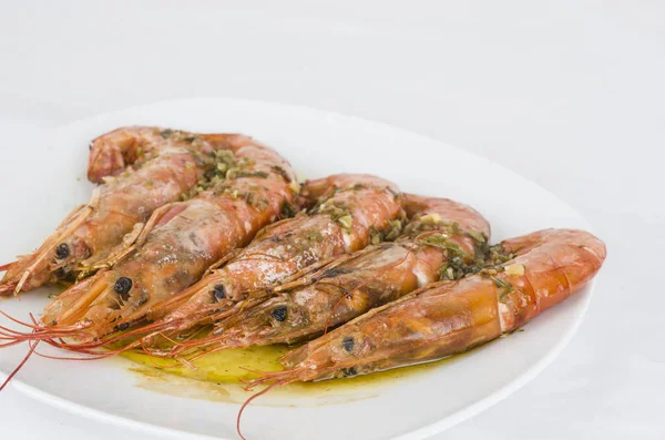 Comida Cocina Gambas Españolas Gourmet Andalucia Mariscos — Foto de Stock