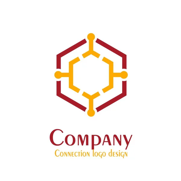 Logo Connexion Entreprise Concept Hexagone — Image vectorielle