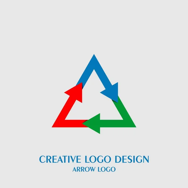 Logotipo Triangular Design Colorido Conceito Seta Logotipo Negócio — Vetor de Stock
