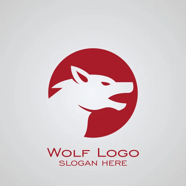 Logo Loup Icône Tête Loup Dessin Cercle Couleur Rouge Icônes — Image vectorielle