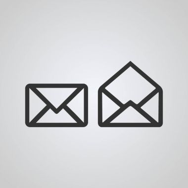 Posta simgesi, okuma okunmamış, siyah renk, vektör simgeleri ile hat kavramı.