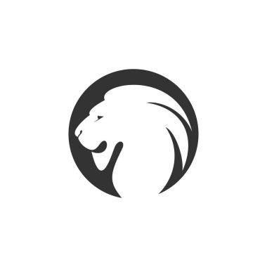 Aslan logosu, siyah renk, vektör simgeleri ile daire tasarım siluet.