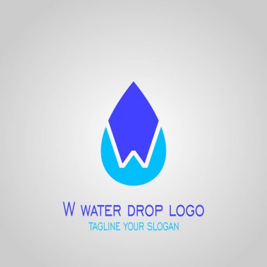 Mektup W su logo, mavi renkle bırak, simgeler vektör.