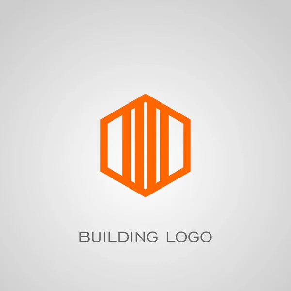 建物のロゴ 六角形概念テンプレート ベクトルのアイコン — ストックベクタ