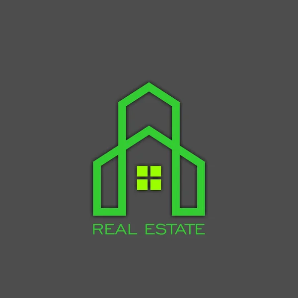 Logotipo Imobiliário Conceito Linha Com Cor Verde Ícones Vetoriais —  Vetores de Stock
