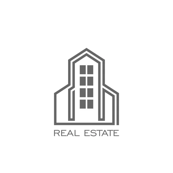 Logotipo Inmobiliario Logotipo Del Edificio Estilo Lineal Iconos Vectoriales — Archivo Imágenes Vectoriales