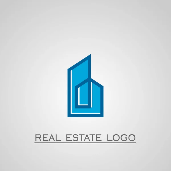 Logotipo Imobiliário Logotipo Simples Modelo Conceito Linha Com Cor Azul — Vetor de Stock