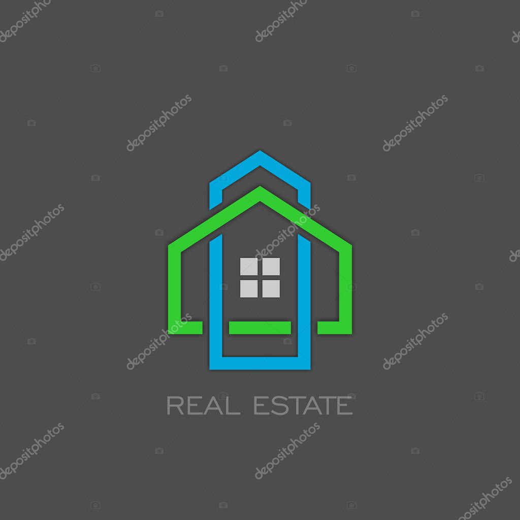 Real estate logo, colorful logo, line concept, house logo design.