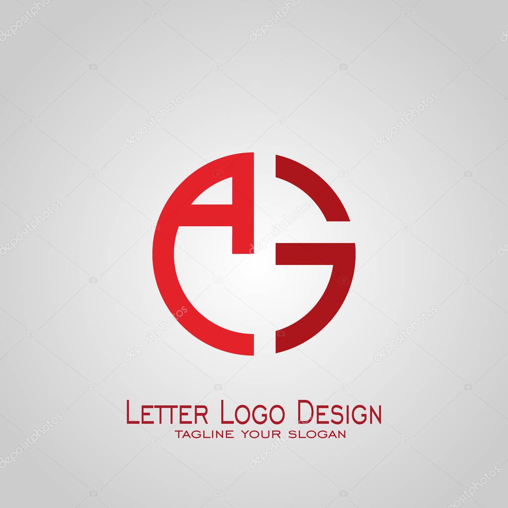 AG, A G letter logo design with red color, circle design.