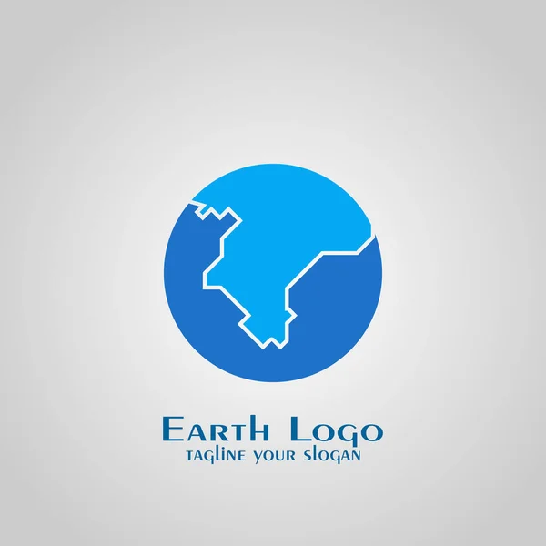 地球ロゴ 青い色の世界ロゴ デザイン — ストックベクタ