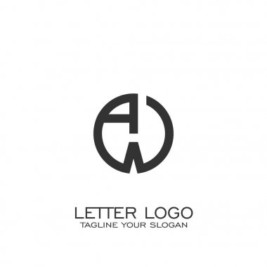 Daire mektup logo tasarımı, A W logo.