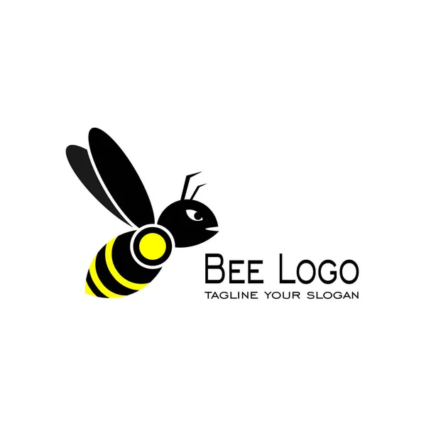 Pszczoła Logo Design Czarny Kolor Żółty Ikony Wektorów — Wektor stockowy