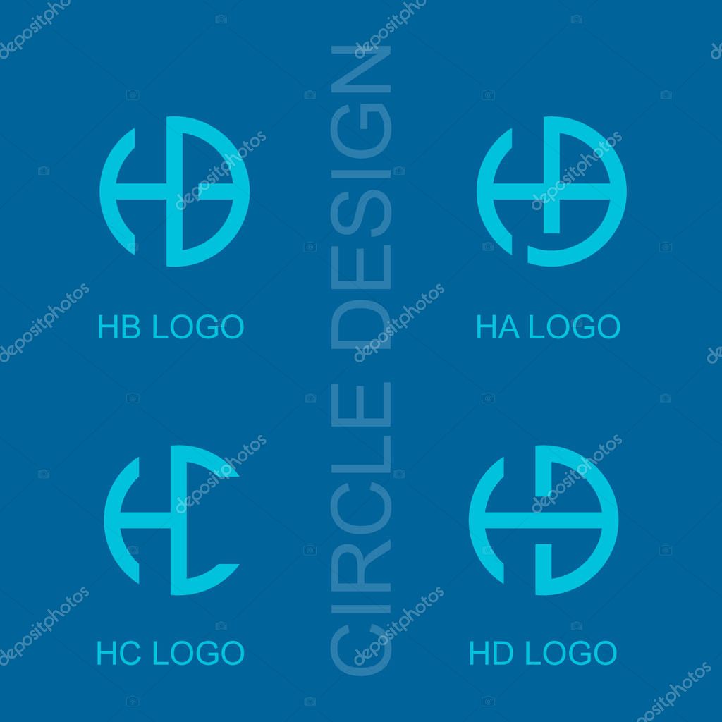 Set Circle HA HB HC HD letter logo, creative logo simple design.