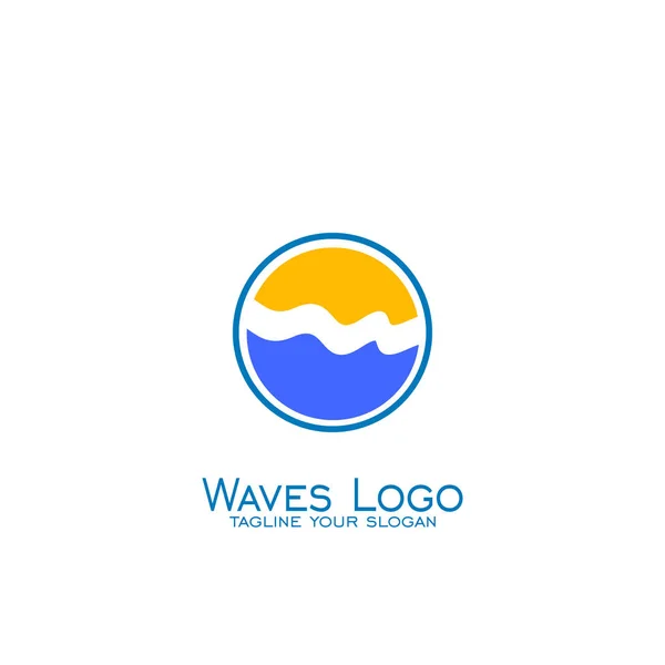 Ocean Logo Sunset Logo Circle Concept Template Vector Icons — Stock Vector