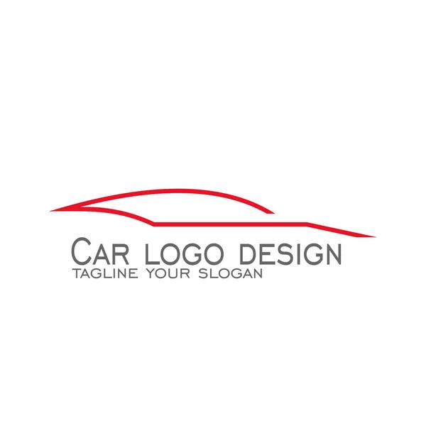 Araba Logo Tasarım Otomatik Araba Logosu Hat Kavramı Kırmızı Renkle — Stok Vektör