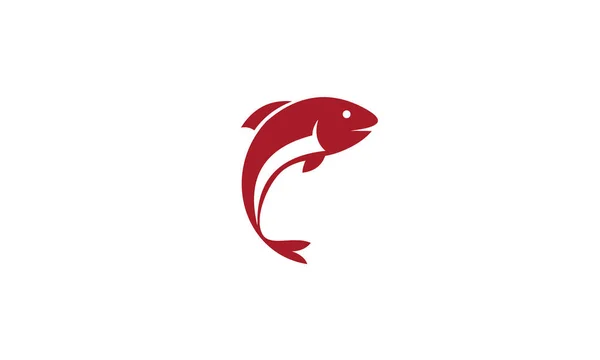 白い背景で隔離の魚ロゴ デザイン 赤ロゴ — ストックベクタ