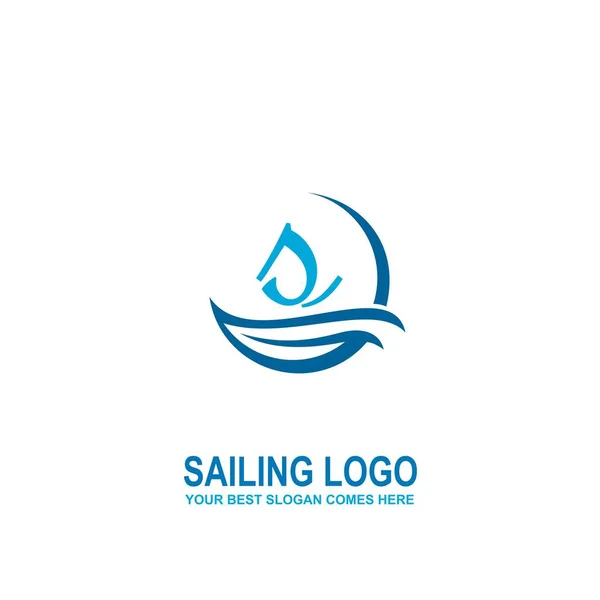 Plující Logo Počáteční Design Loga Lodí Vektorové Ikony — Stockový vektor
