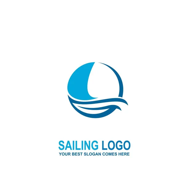 Sailing Logo Boat Logo Design Circle Stylized Vector Icons — Stock Vector
