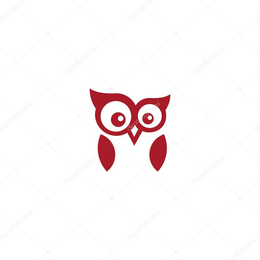 Owl logo vector, with red color, bird logo design.