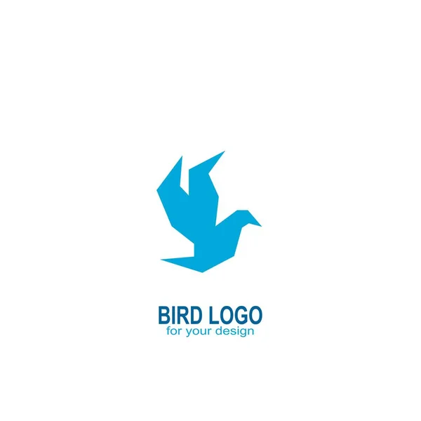 Flying Bird Logo Vector Diseño Silueta Origami Con Color Azul — Vector de stock