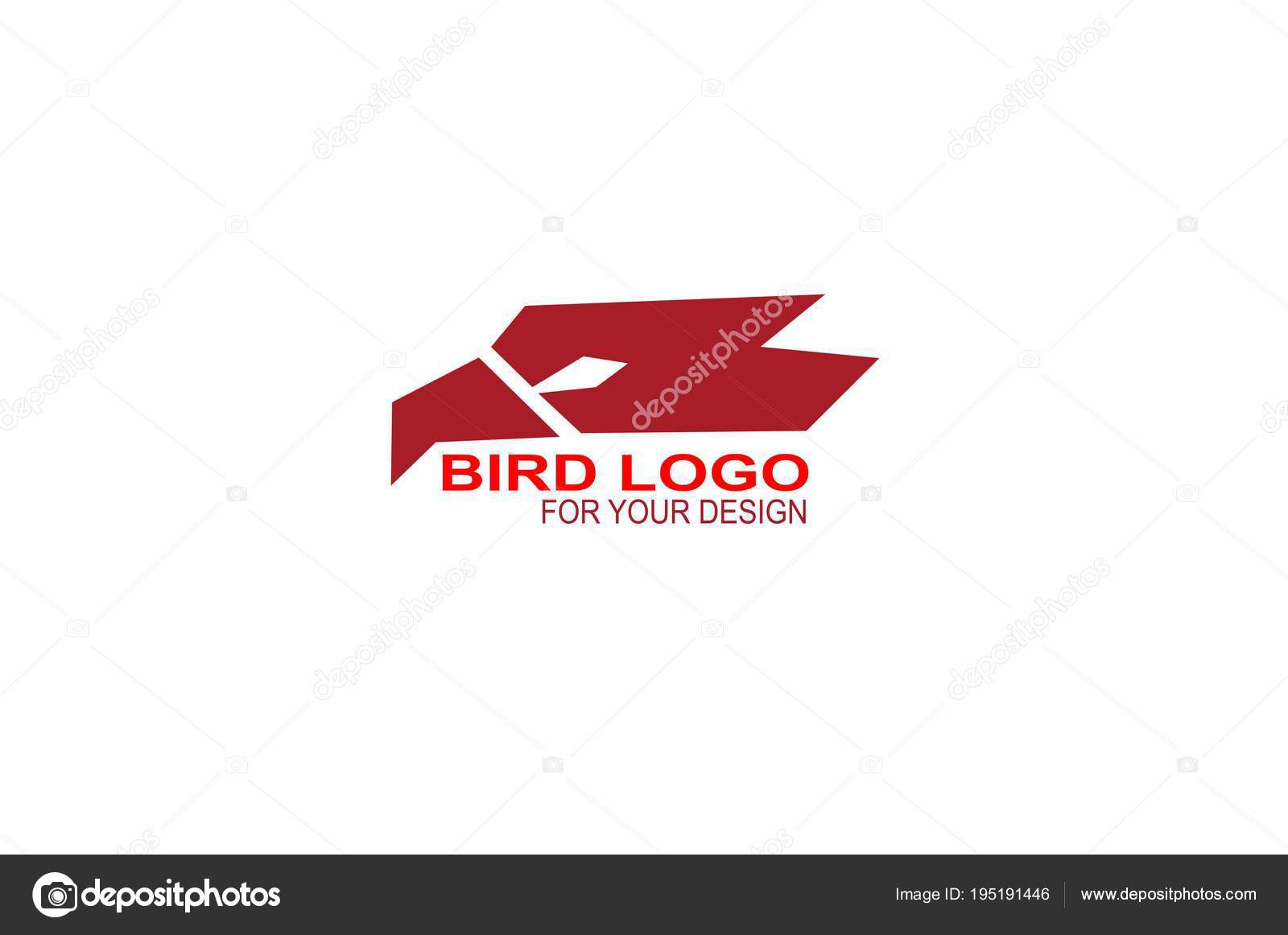 Logo Oiseau Icône Tête Aigle Avec Couleur Rouge Isolée Sur
