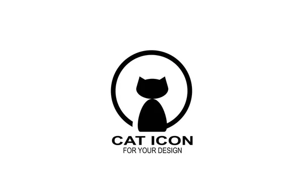 Logo Kot Kot Wektor Ikony Sylwetka Kota Logo Ogonem Żyłką — Wektor stockowy