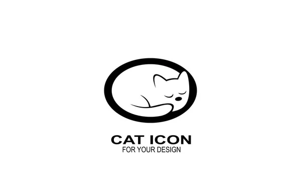 Kot Kot Wektor Ikona Stylu Linii Logo Wyciągnąć Rękę — Wektor stockowy