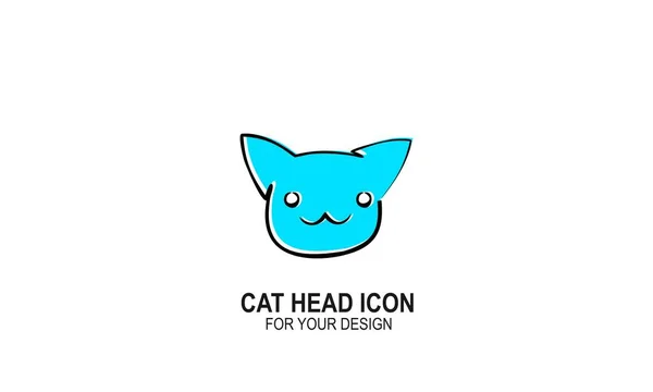 Głowa Ikona Kota Kot Projektowanie Logo Kolor Niebieski Zarys Koncepcji — Wektor stockowy