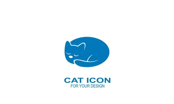 Logo Kot Kot Wektor Ikony Sylwetka Kota Kolor Niebieski — Wektor stockowy